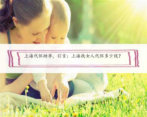 <b>上海代怀助孕，引言：上海找女人代怀多少钱？</b>